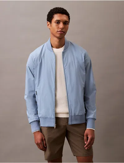 Calvin Klein Men's Matte Bomber Jacket In Faded Denim