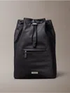 Calvin Klein Men's Matte Nylon Drawstring Backpack In Black