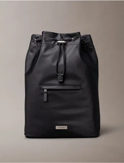Calvin Klein Men's Matte Nylon Drawstring Backpack In Black