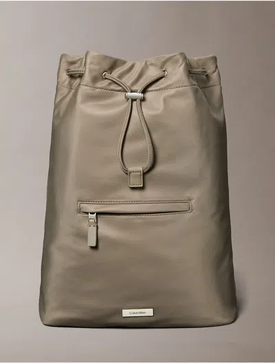 Calvin Klein Men's Matte Nylon Drawstring Backpack In Brown
