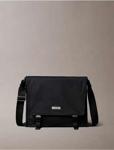 Calvin Klein Men's Matte Nylon Messenger Bag In Black