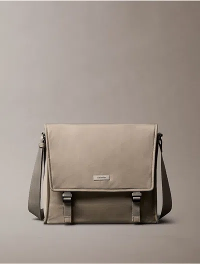 Calvin Klein Men's Matte Nylon Messenger Bag In Brown