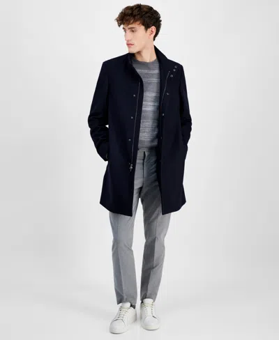 Calvin Klein Men's Mayden Slim-fit Wool Blend Overcoat In Dark Navy