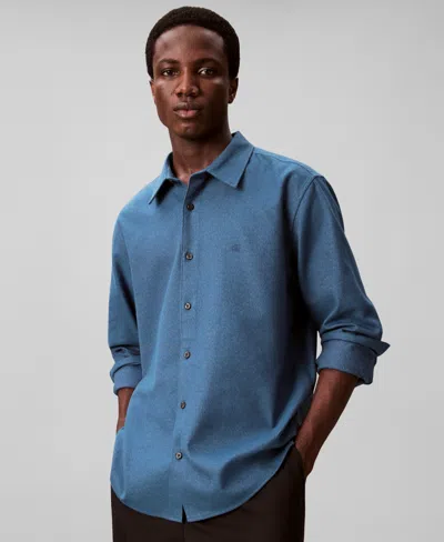 CALVIN KLEIN MEN'S MELANGE FLANNEL CLASSIC-FIT SHIRT