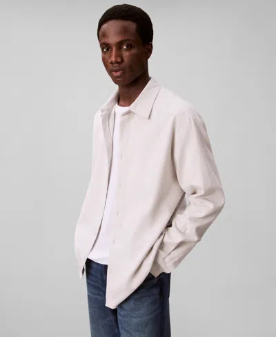 CALVIN KLEIN MEN'S MELANGE FLANNEL CLASSIC-FIT SHIRT