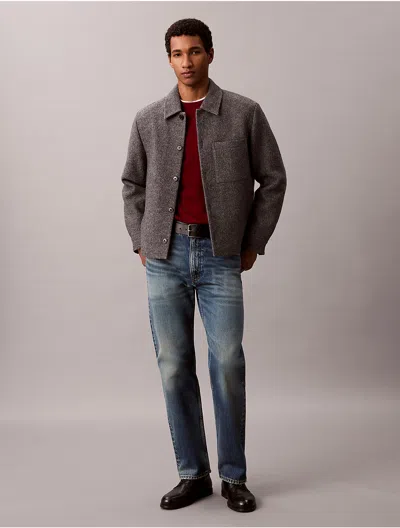 Calvin Klein Men's Melange Wool Blend Boucle Shirt Jacket In Brown