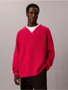 Calvin Klein Men's Merino Wool Blend Relaxed V-neck Sweater In Pink