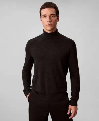 Calvin Klein Men's Merino Wool Blend Turtleneck Sweater In Black