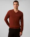 Calvin Klein Men's Merino Wool Blend V-neck Sweater In Brown
