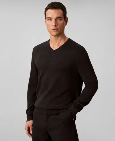Calvin Klein Men's Merino Wool Blend V-neck Sweater In Black