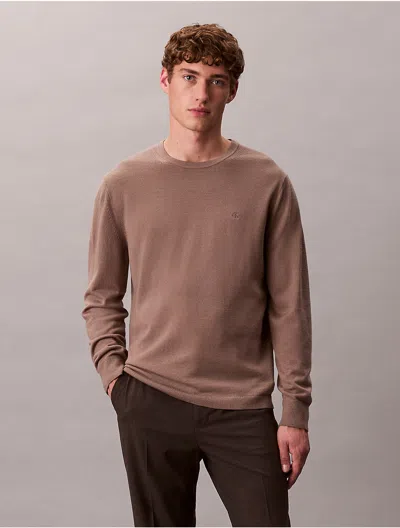 Calvin Klein Men's Merino Wool Classic Sweater In Brown