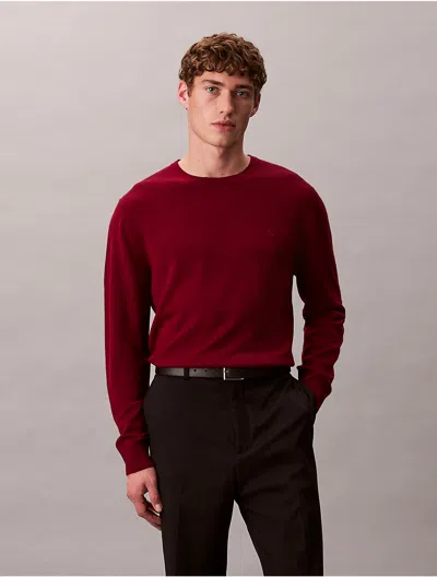 Calvin Klein Men's Merino Wool Classic Sweater In Burgundy