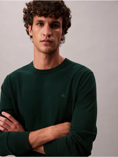 Calvin Klein Men's Merino Wool Classic Sweater In Green