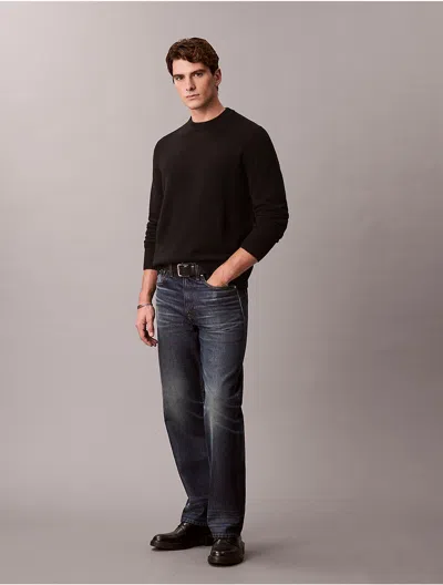 Calvin Klein Men's Merino Wool Relaxed Sweater In Black
