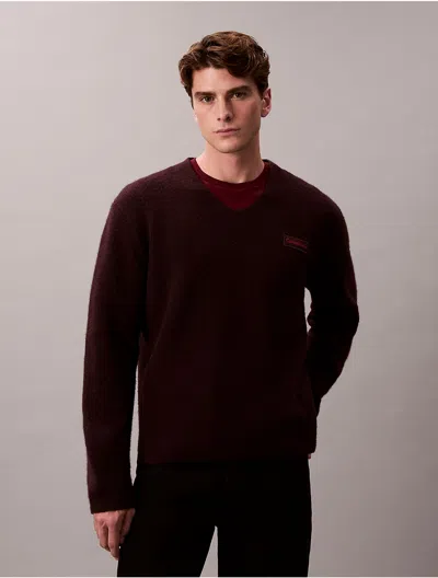 Calvin Klein Men's Merino Wool Relaxed V-neck Sweater In Black