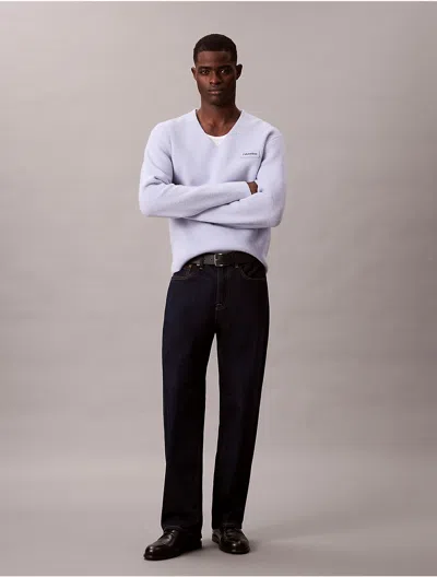 Calvin Klein Men's Merino Wool Relaxed V-neck Sweater In White