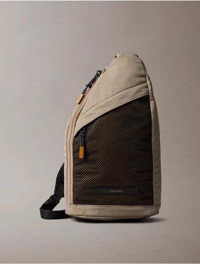 Calvin Klein Men's Mesh Front Sling Bag In Brown