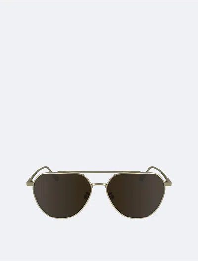 Calvin Klein Men's Metal Aviator Sunglasses In Matte Gold