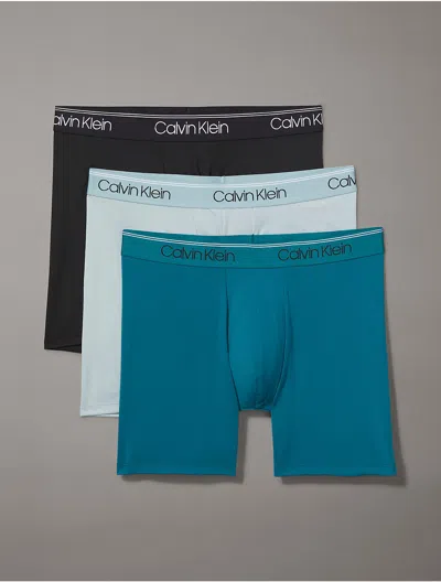 Calvin Klein Men's Micro Stretch 3-pack Boxer Brief In Arona/chesapeake Bay/black