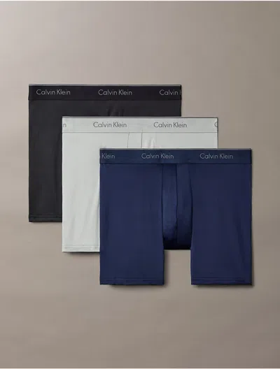 Calvin Klein Men's Micro Stretch 3-pack Boxer Brief In Black / Blue Shadow / Medium Grey