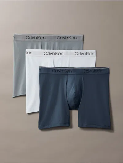 Calvin Klein Men's Micro Stretch 3-pack Boxer Brief In Hemisphere Blue / Plein Air / Convoy