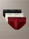 Calvin Klein Men's Micro Stretch 3-pack Hip Brief In Black / Syrah / Cocoon