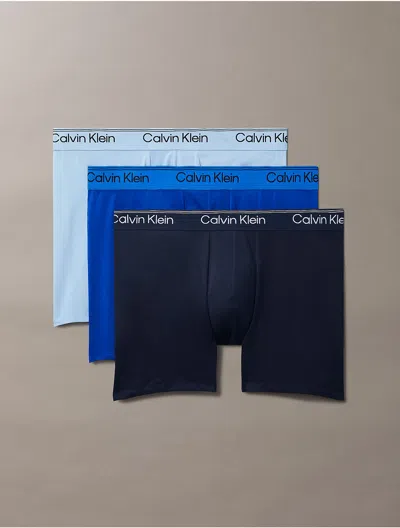 Calvin Klein Men's Microfiber Stretch 3-pack Boxer Brief In Blue