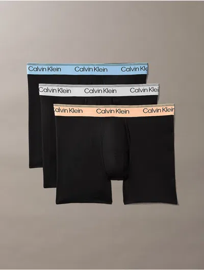 Calvin Klein Men's Microfiber Stretch 3-pack Boxer Brief In Black