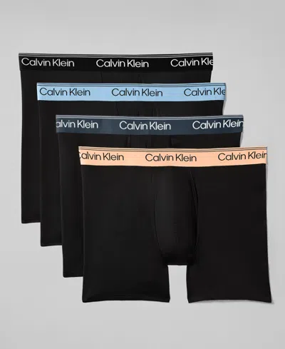 Calvin Klein Men's Microfiber Stretch Boxer Briefs, 4-pack In Black