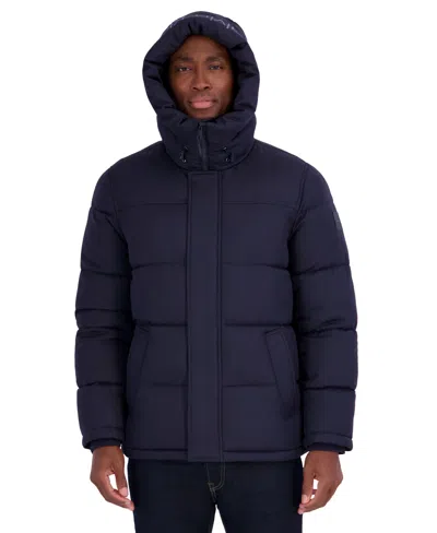 Calvin Klein Men's Miles Hooded Puffer Jacket In Blue