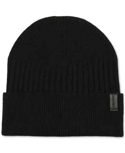 Calvin Klein Men's Mixed Stitch Beanie In Black