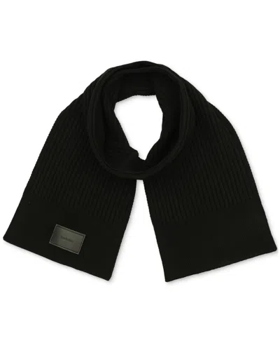 Calvin Klein Men's Mixed Stitch Scarf In Black