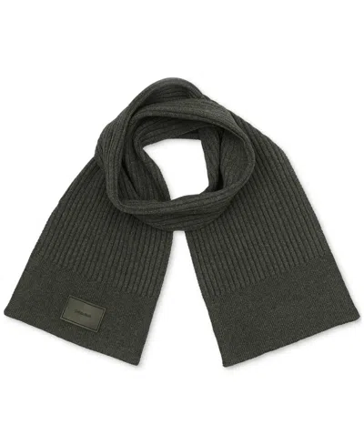 Calvin Klein Men's Mixed Stitch Scarf In Charcoal