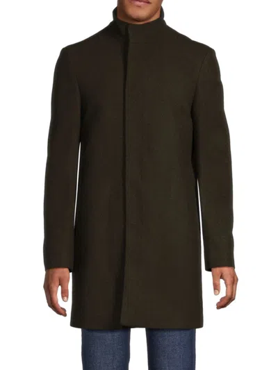 Calvin Klein Men's Mixy Slim Fit Wool Blend Coat In Olive