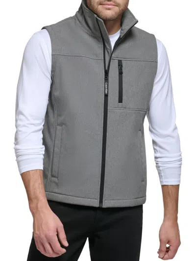 Calvin Klein Men's Infinite Stretch Soft Shell Vest In Light Grey