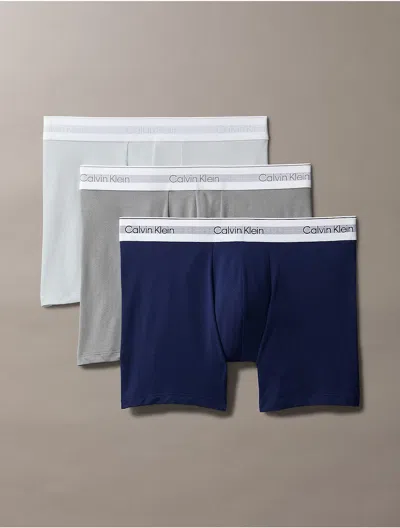 Calvin Klein Men's Icon Modal Mesh 3-pack Boxer Brief In New Navy / Convoy / Plein Air