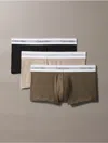 Calvin Klein Men's Icon Modal Mesh 3-pack Low Rise Trunk In Black / Tarmac / Vintage Khaki