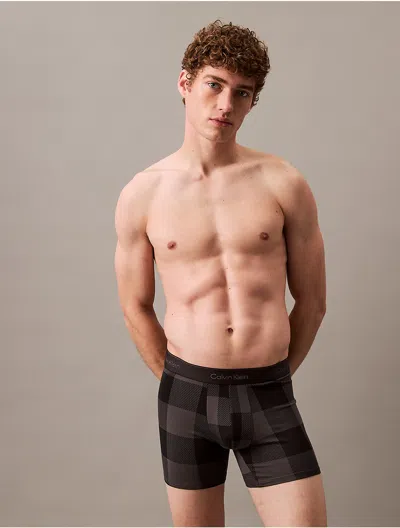 Calvin Klein Men's Icon Cotton Stretch Holiday Boxer Brief In Buffalo Check Ashford Grey