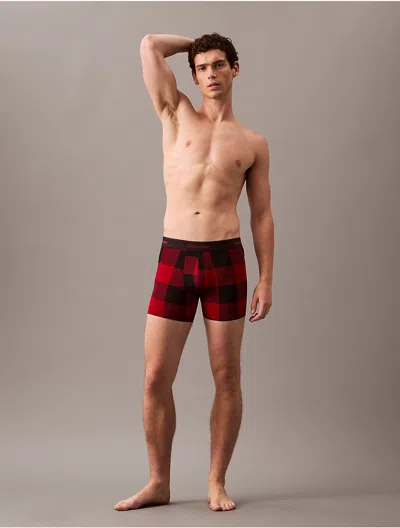 Calvin Klein Men's Icon Cotton Stretch Holiday Boxer Brief In Buffalo Check Juneberry