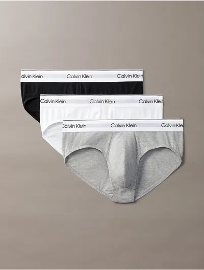 Calvin Klein Men's Icon Cotton Stretch 3-pack Hip Brief In Grey Heather / Black / White
