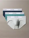 Calvin Klein Men's Modern Cotton Stretch 3-pack Hip Brief In Ink / Jura Grey / Slate Turquoise