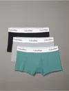 Calvin Klein Men's Modern Cotton Stretch 3-pack Low Rise Trunk In Sagebush Green/black/griffin