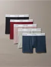 Calvin Klein Assorted 5-pack Modern Stretch Cotton Performance Boxer Briefs In Black / Grey Heather / Syrah / Hemisphere Blue / Sand Trap