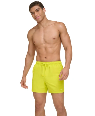 Calvin Klein Men's Core Euro Regular-fit Quick-dry 5" Swim Trunks With Compression Short Liner In Citrus
