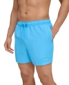 Calvin Klein Men's Core Euro Regular-fit Quick-dry 5" Swim Trunks With Compression Short Liner In Light Blue
