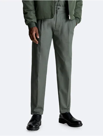 Calvin Klein Men's Modern Twill Pleated Pants In Canary Green