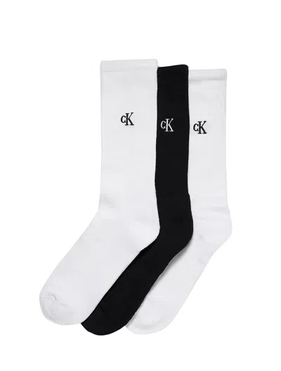 Calvin Klein Men's Monogram Logo 3-pack Cushion Crew Socks In White