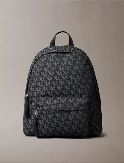 Calvin Klein Men's Allover Monogram Logo Backpack In Black