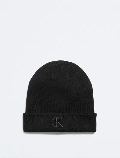 Calvin Klein Men's Monogram Logo Beanie In Brown