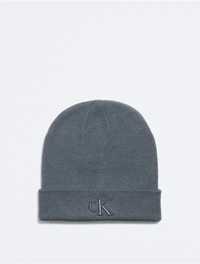 Calvin Klein Men's Monogram Logo Beanie In Neutral